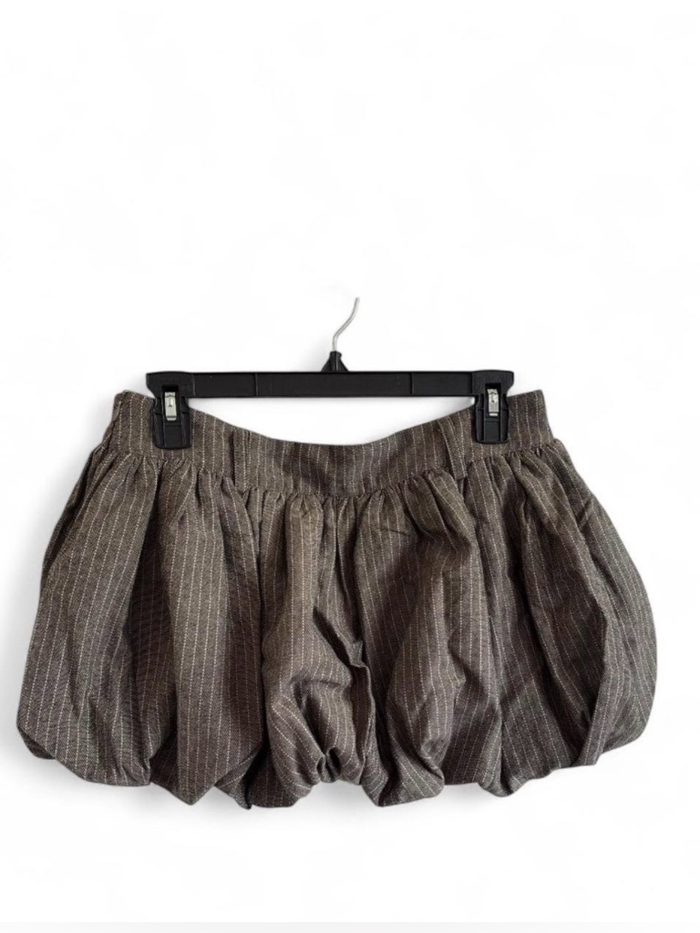 NWT PLT Brown pinstripes print tailored puffy mini skirt